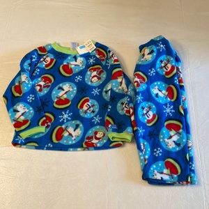 Children’s Place Blue Fleece Holiday Pajama Set- Size XXS (2/3) NWT